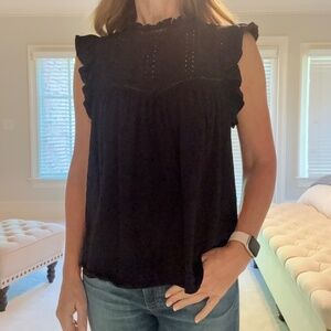 Anthropologie ERI & ALI black babydoll top